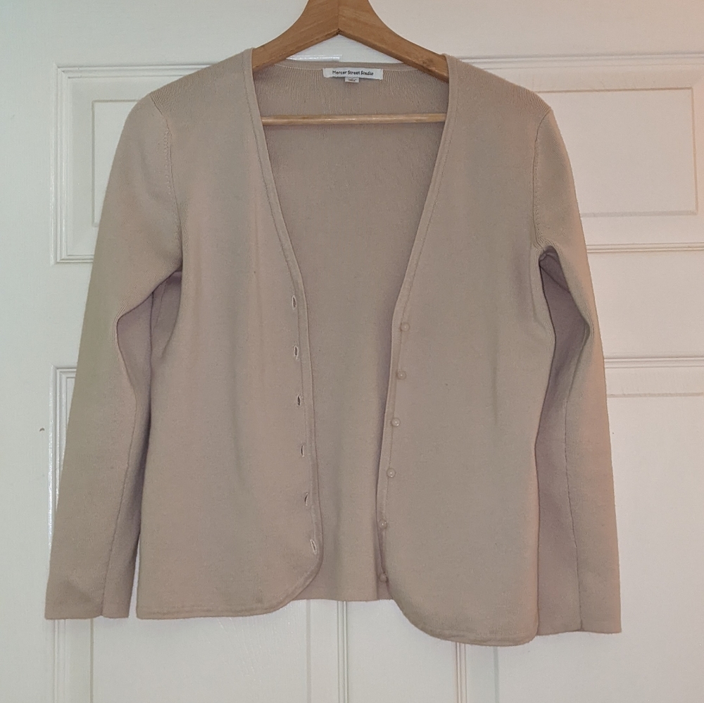 Mercer Street Studio Cream Cardigan with Pearl buttons